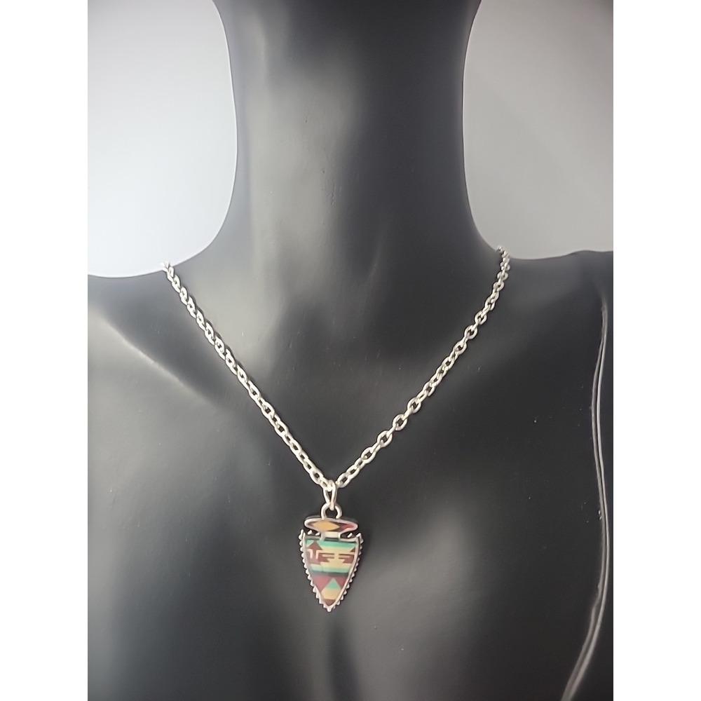 New Handmade Necklace Chain Silver Tone Pendant Arrow‎ Head Red Jewelry Costume
